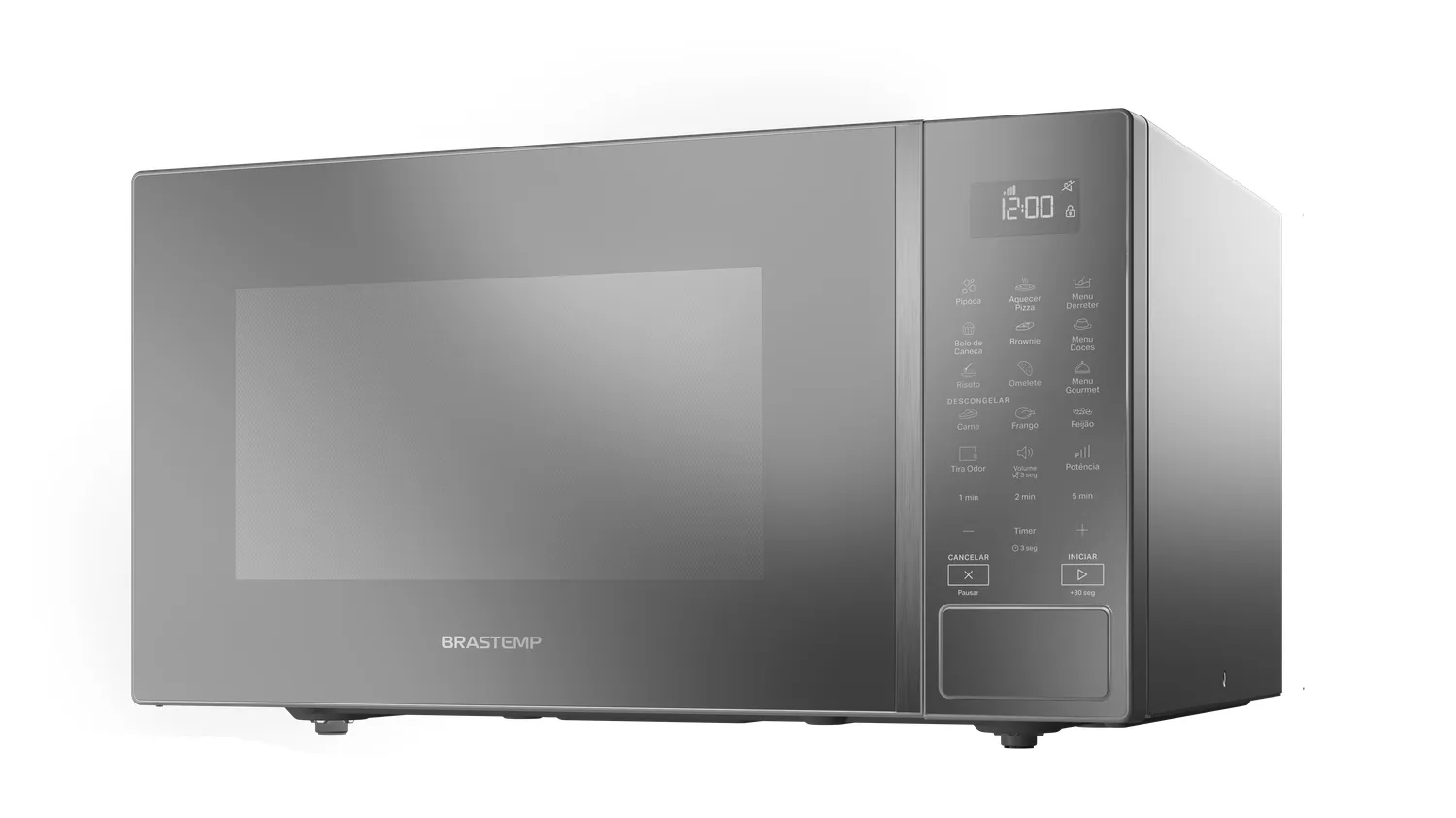 Micro-ondas Brastemp 32 Litros cor cinza espelhado com Menu Gourmet - BMS46AR